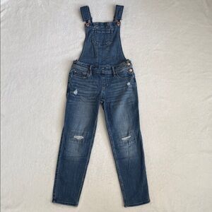 Abercrombie Kids | Distressed Cotton Stretch Denim Skinny Leg Overalls (9/10)